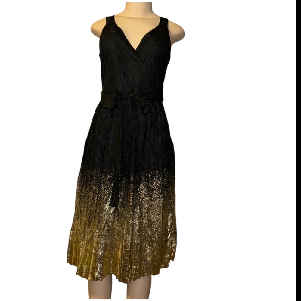 WORTHINGTON  Ombre Black and Gold
Lace Midi Dress Size 4